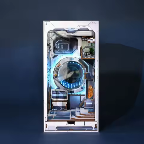 Bookshelf Home Bookend Decor Sci-fi Style Alien Hub DIY Wooden Book Nook Shelf Insert Miniature Kits