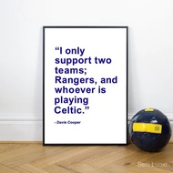 Glasgow Rangers Art Painting Poster Boys Room Wall Decor , Funny Scotland Football Quote Canvas Art 