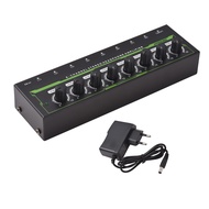 Headphone Amplifier 8 Channel Stereo Amp Audio with Power Adapter DC 12V 6.35mm Input/Output Interfa