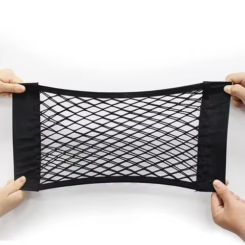Car Seat Back Organizer Trunk Net Mesh Pocket Elastic String Net Magic Sticker for BMW KIA Audi A4 A
