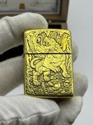 Zippo「貔貅」防風黃銅盔甲加厚雕刻煤油打火機節日禮物