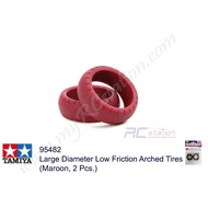 💯Tamiya #95482 - Large Diameter Low Friction Arched Tires (Maroon, 2 Pcs.)[95482]