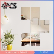[Prettyia1] 4 Pieces Mirror Sticker Wall Decal Mirror,Easy to Install,Mirror Sheets Mirror Tiles for Door Living Room