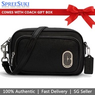 Coach Handbag In Gift Box Crossbody Bag Camera Bag Nylon And Refined Pebbled Leather Court Cr Black Silver # C5050