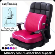 Memory Seat Cushion + Lumbar Back Support / Ergonomic Office Chair Pillow / Posture Correction Spine