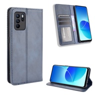 Casing Oppo Reno 6Z 5G Vintage Flip Cover Oppo Reno6 Z Magnetic Wallet Case PU Leather Cases Card Holder