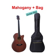 AK Guitar AK-220C 230C 40 Inch Acoustic Guitar Spruce Top / Mahogany Side & Back Cutaway + Accessori