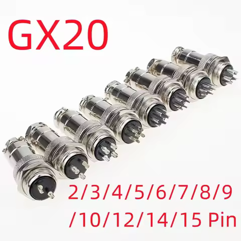 1set Male and female GX20 2/3/4/5/6/7/8/9/10/12/14/15 pin 20mm circular wire board aviation connecto