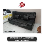 Sofa Bed Reclining Elisabeth| Bonus 2 Bantal. Bahan Kain Oscar/kulit &amp; Bludru - Minimalis