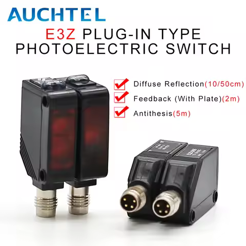 AUCHTEL 10cm Diffuse 5m Through Beam 2m Mirror Surface Detection Retro Reflect Photoelectric Proximi