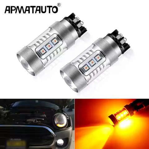 2pcs Amber PWY24W LED Bulbs For Audi A3 A4 A5 Q3 BMW i3 MINI Cooper F55 F56 Mercedes GLK Front Turn 