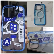 ADER ERROR Blue Magnetic Transparent Phone Case with Kickstand Kick Stand for iPhone 17 16 15 14 13 