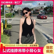 American Style Black u-Neck Halter Neck Halter Camisole Women Summer Spring Autumn Sexy Hot Girl Tube Top Inner Top