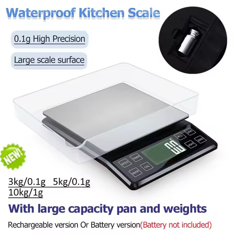 Digital High Precision Kitchen Scale 3/5/10kg 0.1g Household Waterproof Balance for Food Weighing wi