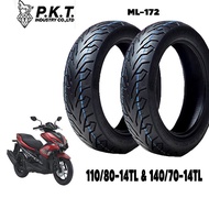 ยางมอเตอร์ไซค์AEROX155 ขนาด110/80-14 & 140/70-14 (ได้1คู่)P.K.T ยางตราม้าเพชร ML172 ลาย City Grip