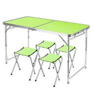 🪑 GREEN Foldable Table with Chairs Outdoor Camping Pinic Cafe Balcony Simple Household Berkelah Lipa