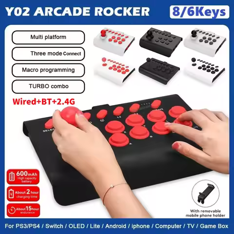 USB Wired Game Joystick with Stretchable Bracket USB Game Console Controller 3-mode Connection for P