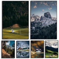 Dolomites Ravaredo Three Peaks Scenic Posters And Prints Canvas Wall Art Pictures Home Decor,No Fram