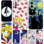 Case For Motorola Moto E6 PLAY Plus E6S E6I Phone Cover Soft Silicone Black Tpu Moon Sailor cute