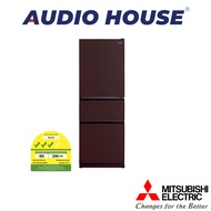 MITSUBISHI MR-CGX41EX-GBR-P  328L 3 DOOR FRIDGE  GLASS BROWN  3 TICKS  W600xH1698xD660MM  1 YEAR WAR