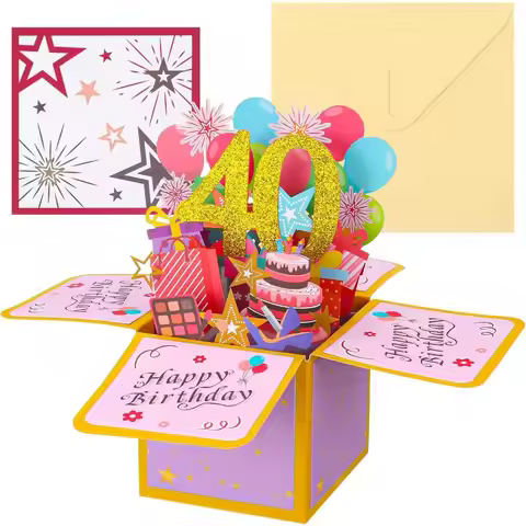 Happy Birthday Greeting Card With Envelope 3D Gift Box 18th/30th/40th50th/60th Years Old Birthday Wi