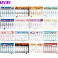 JAVIER 2024 Doodle Desk Calendar, Weekly Schedule Daily Planner Coil Standing Calendar, To-do lists Time Planner Agenda Organizer Month Index Calendar Desk Stationery Supplies