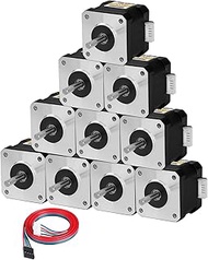 10Pack Nema 17 Stepper Motor 2 Phase 1.8‌°‌ 0.47Nm(66.56oz·in) High Torque Bipolar 38mm 1.7A 1.7Ω 4-
