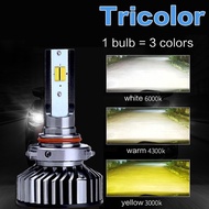 LED Headlamp 3color Headlight H11 H7 Fog Light H4 9006 H3 Fog Lamp H8 HB3 HB4 H1