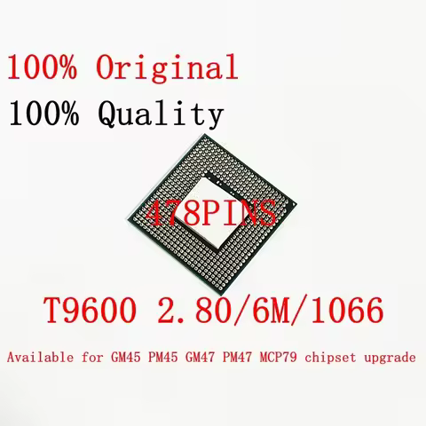 Core 2 Duo T9600 2.80/6M/1066 CPU Laptop processor PGA 478 cpu 100% working properly