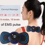EMS Neck Massager 8 Mode LCD Display Muscle Stimulator Gel Cervical Relief Pain Relax Back Massage P