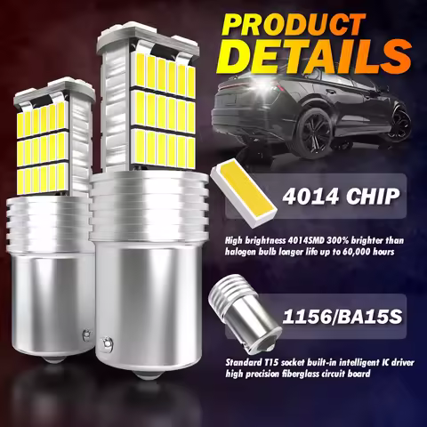 2x 1156 ba15s P21W Backup Reverse Lamp W16W LED Canbus T16 T15 For Audi A3 A4 B6 B8 A6 C6 80 B5 B7 A