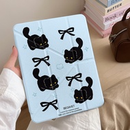 [Good Luck] Bow Black Cat Apple iPad11 Protective Case Air6/7 Tablet Case pro with Pen Slot Acrylic 