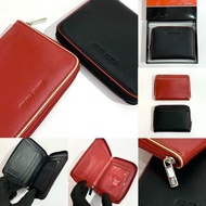 🇫🇷 Pierre Cardin France Vintage 90s Simple Leather Wallet with Zip in Red / Black 中古法國真皮紅黑色拉鍊細銀包