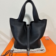 Hermes Picotin 22 黑銀W刻（極新二手、全配、美國專櫃購入）