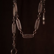 1920s 法國 裝飾藝術時期 金銀雙色掐絲烏銀懷錶鍊