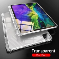 Transparent Cover for iPad Case with Pencil Slot TPU Silicon Back Tablet Cover for iPad