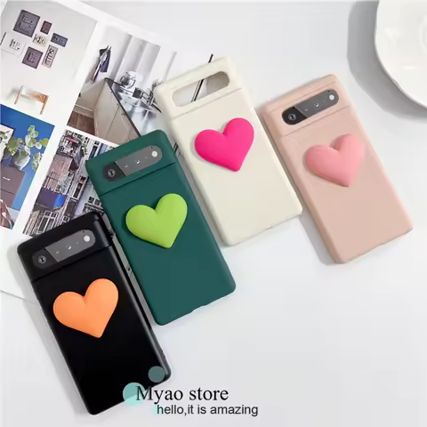 Rose Purple Pink Blue 3D Heart Phone Case For Google Pixel 8 8A 9 Pro 7A 7 6A 5 5A Candy Color Soft 
