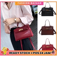 Fashion Bazaar Malaysia Top Handle Crocskin Design Crossbody Pu Leather Sling Bag Beg Tangan Silang 