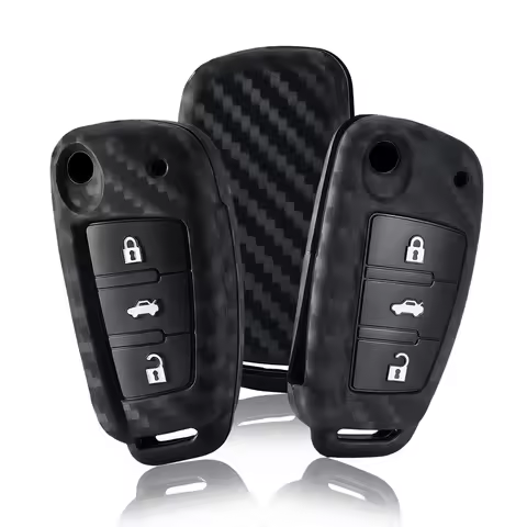 Carbon Silicone Key Case Cover Shell for Audi A4 B7 A6 C6 4f 8v A3 8p A1 A3 Accessories Auto Remote 