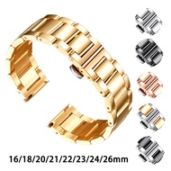 Three Beads Polished Stainless Steel Watch Band Metal Solid Watch Strap Bracelet 16mm 18mm 20mm 21mm