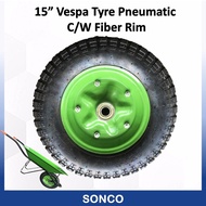 Vespa Heavy Duty Tyre Pneumatic C/W Iron Rim Besi for Wheel Barrow Vespa Tayar Angin Kereta Sorong K