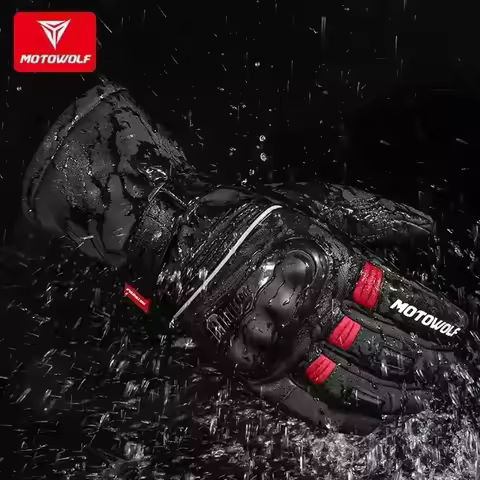 Motowolf Winter Motorcycle Thermal Gloves Fleece Windproof Motocross Gloves Leather Moto Equipment M