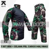 ONE SET OF BDU TACTICAL COMBAT SHIRT LONG PDL CARGO PANTS TNI MALVINAS BLACK ARMY COMBINATION