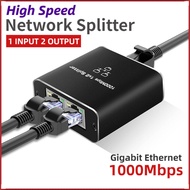 Gigabit Ethernet Splitter 1 to 2 Way Ethernet Splitter 1x2 1000Mbps High Speed Network Splitter LAN 