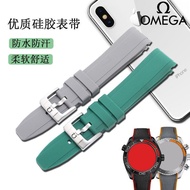 2024☏✢▩ CAI-时尚27 for-/Omega watch strap men's fluorine rubber new Seamaster 300 AT150 marine curved silicone strap bracelet 20 22mm