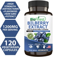 Biofinest Bilberry Extract 1200mg Supplement - Antioxidant Night Vision Eye Support Heart Brain Skin
