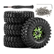 For FMS Ascent-18 1.3'' Metal Beadlock Wheels and Tires for RC Crawler 1/18 TRX4M SCX24  Axial AX24 