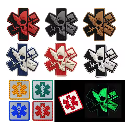 MEDIC Skull Crossbones Medic Tactical Morale Arm Badge PVC Military Patches for Clothing Patch for C