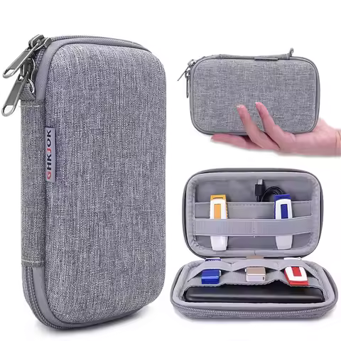Hard shell bag Grey Travel Carrying Protective Case for USD Disk Key electronic device cable USB Ext