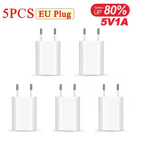 5V/1A USB Home Travel Charger 1-5Pcs EU Plug Power Wall Adapter Mobile Phone Charger Power Adapter F